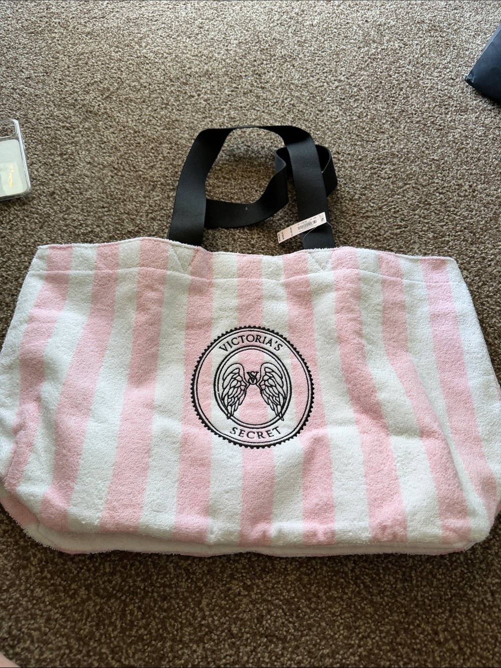 Victoria's Secret Pink & White Striped Tote Bag - Picture 1 of 2
